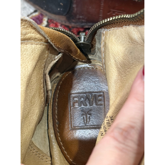 Frye Steffi Zip Short Leather Ankle Boots Tan Distressed Western Women’s Size 9 - Picture 8 of 9